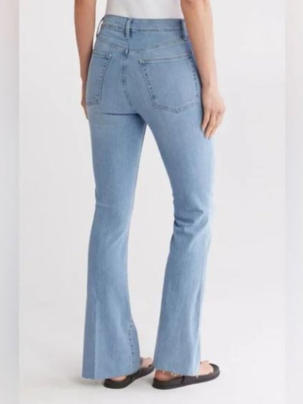 Frame 28 Wilson Raw After Raw Hem Flare Jeans High Waist Cotton Blend - Picture 2 of 10
